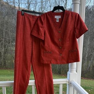 Alfred Dunner BurntOrange Pantsuit Set size 16